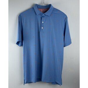 Johnnie-O Mens L Shirt Blue Final Final Cocktail Print Performance Polo 1916
